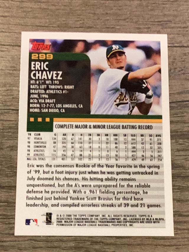 Eric Chavez Oakland Athletics MLB 2000 Topps 299 Topps