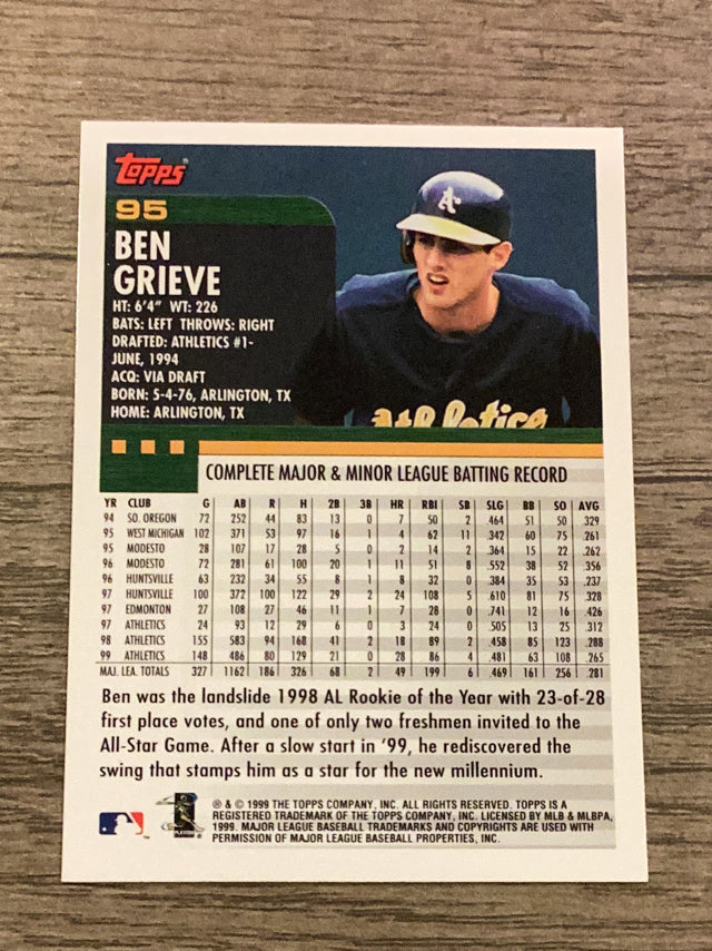 Ben Grieve Oakland Athletics MLB 2000 Topps 95 Topps