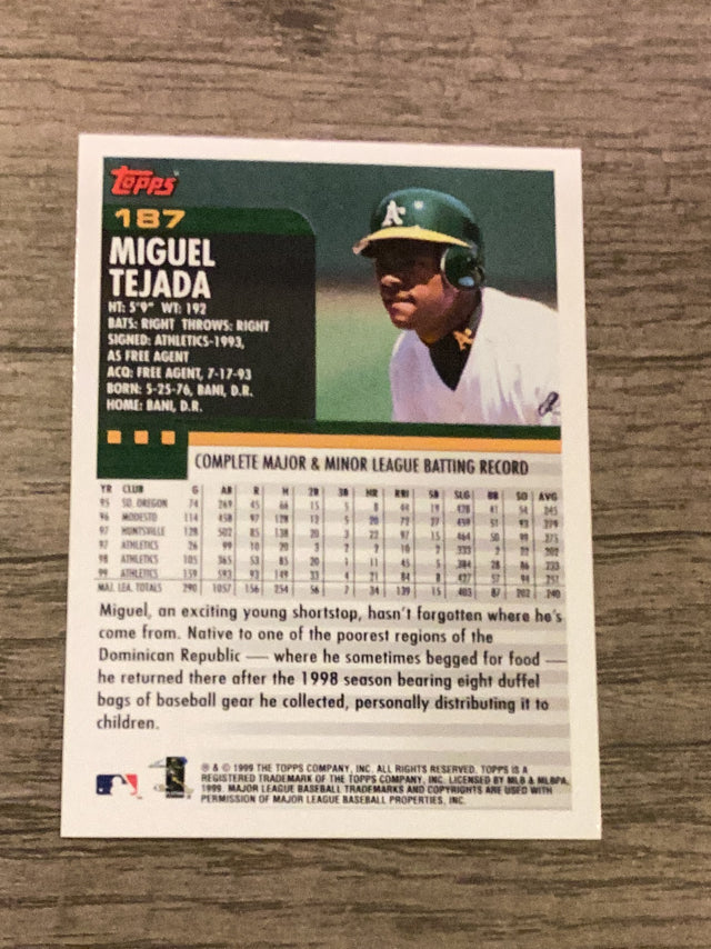 Miguel Tejada Oakland Athletics MLB 2000 Topps 187 Topps