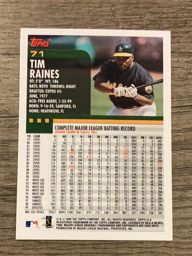 Tim Raines Oakland Athletics MLB 2000 Topps 71 Topps