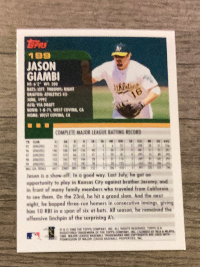 Jason Giambi Oakland Athletics MLB 2000 Topps 199 Topps