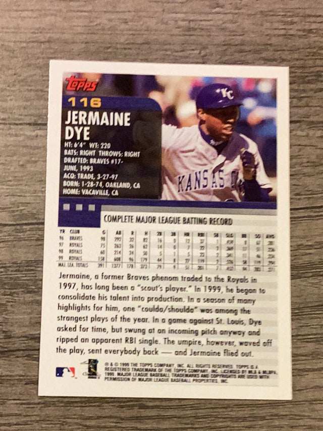 Jermaine Dye Kansas City Royals MLB 2000 Topps 116 Topps