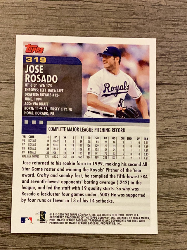 Jose Rosado Kansas City Royals MLB 2000 Topps 319 Topps