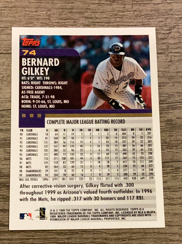 Bernard Gilkey Arizona Diamondbacks MLB 2000 Topps 74 Topps