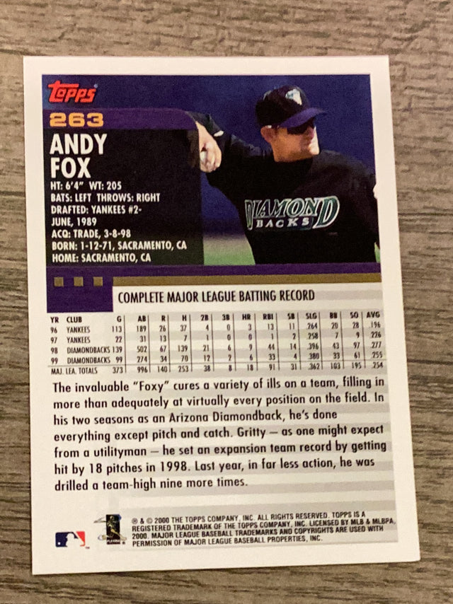 Andy Fox Arizona Diamondbacks MLB 2000 Topps 263 Topps
