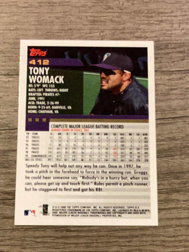 Tony Womack Arizona Diamondbacks MLB 2000 Topps 412 Topps