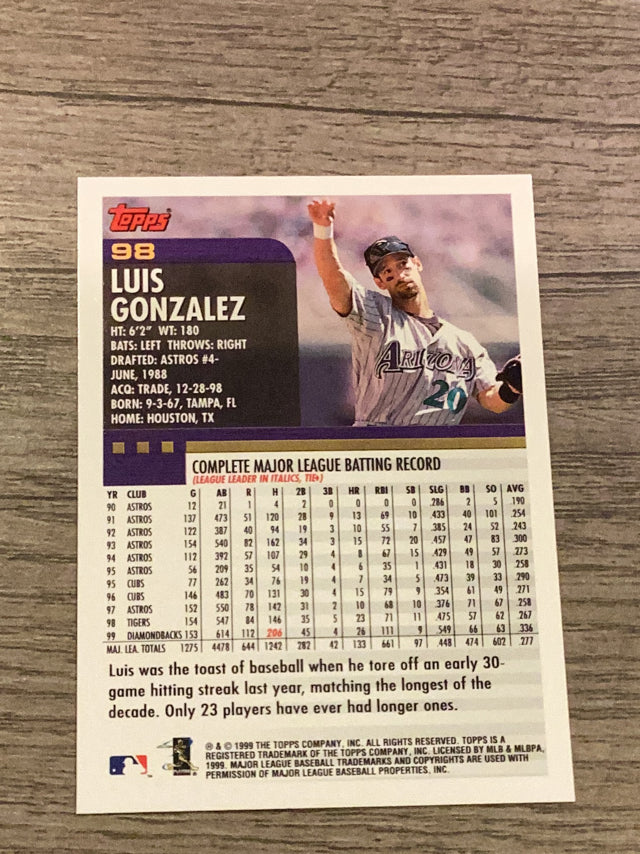 Luis Gonzalez Arizona Diamondbacks MLB 2000 Topps 98 Topps