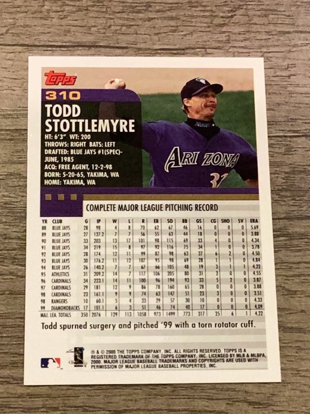 Todd Stottlemyre Arizona Diamondbacks MLB 2000 Topps 310 Topps