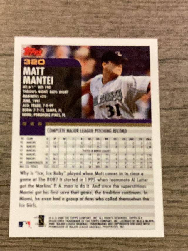 Matt Mantei Arizona Diamondbacks MLB 2000 Topps 320 Topps