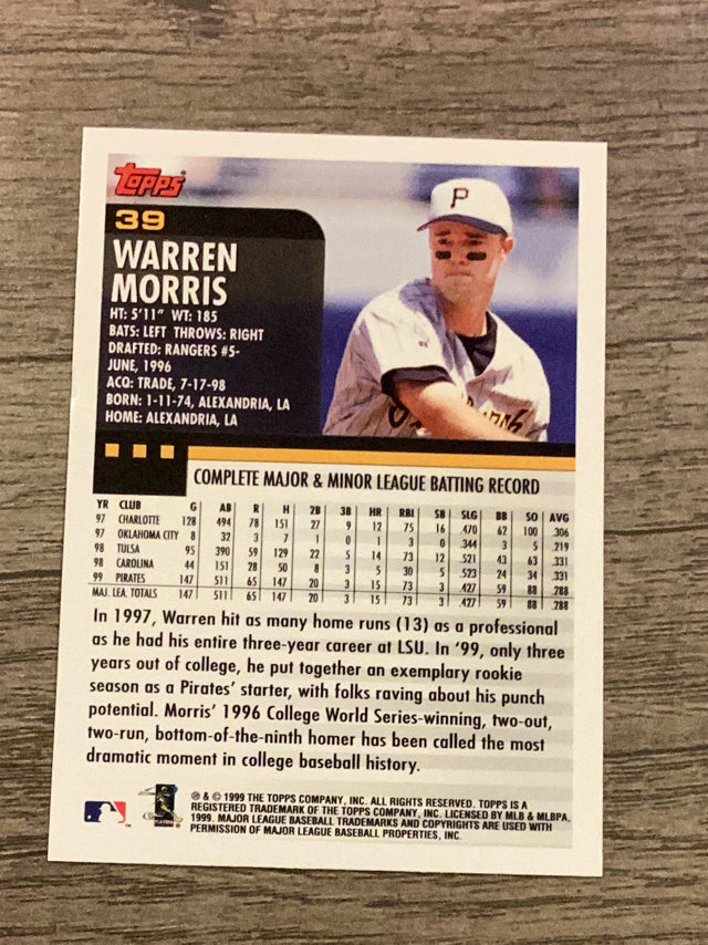 Warren Morris Pittsburgh Pirates MLB 2000 Topps 39 ASR Topps