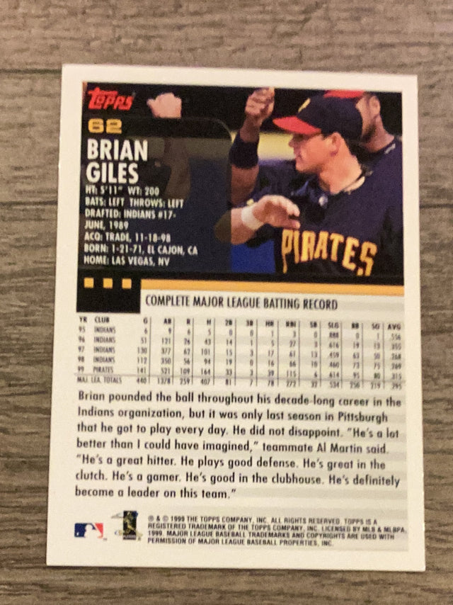 Brian Giles Pittsburgh Pirates MLB 2000 Topps 62 Topps