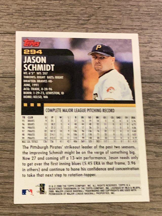 Jason Schmidt Pittsburgh Pirates MLB 2000 Topps 294 Topps