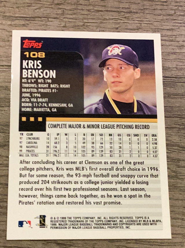 Kris Benson Pittsburgh Pirates MLB 2000 Topps 108 Topps