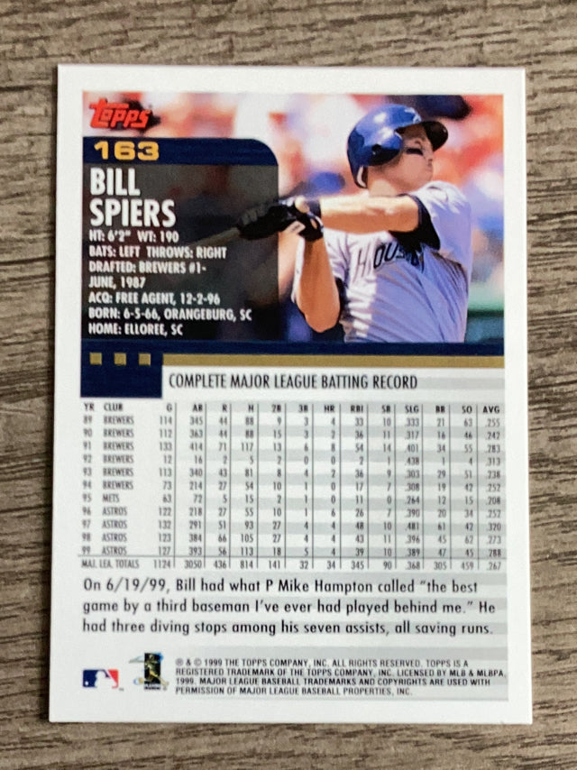 Bill Spiers Houston Astros MLB 2000 Topps 163 Topps