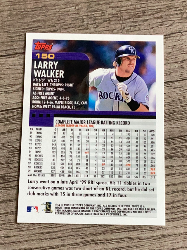 Larry Walker Colorado Rockies MLB 2000 Topps 150 Topps