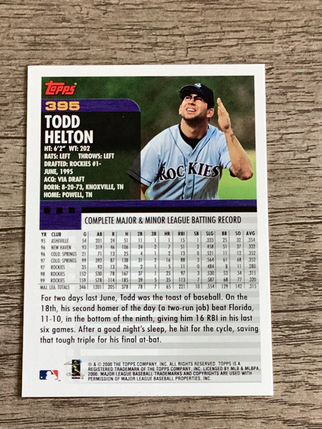 Todd Helton Colorado Rockies MLB 2000 Topps 395 Topps