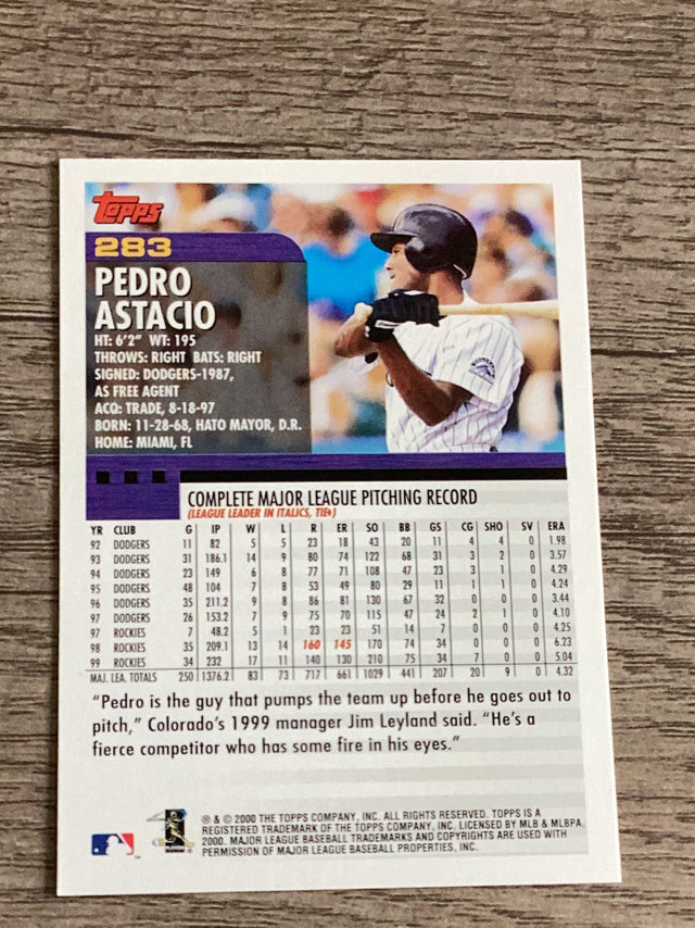 Pedro Astacio Colorado Rockies MLB 2000 Topps 283 Topps