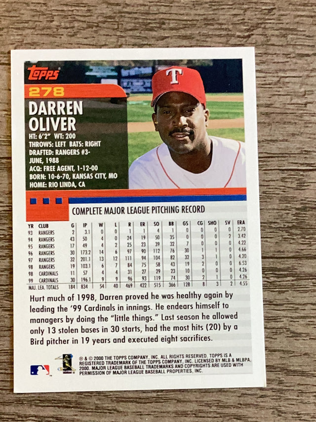 Darren Oliver Texas Rangers MLB 2000 Topps 278 Topps