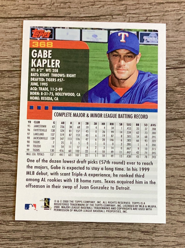 Gabe Kapler Texas Rangers MLB 2000 Topps 368 Topps