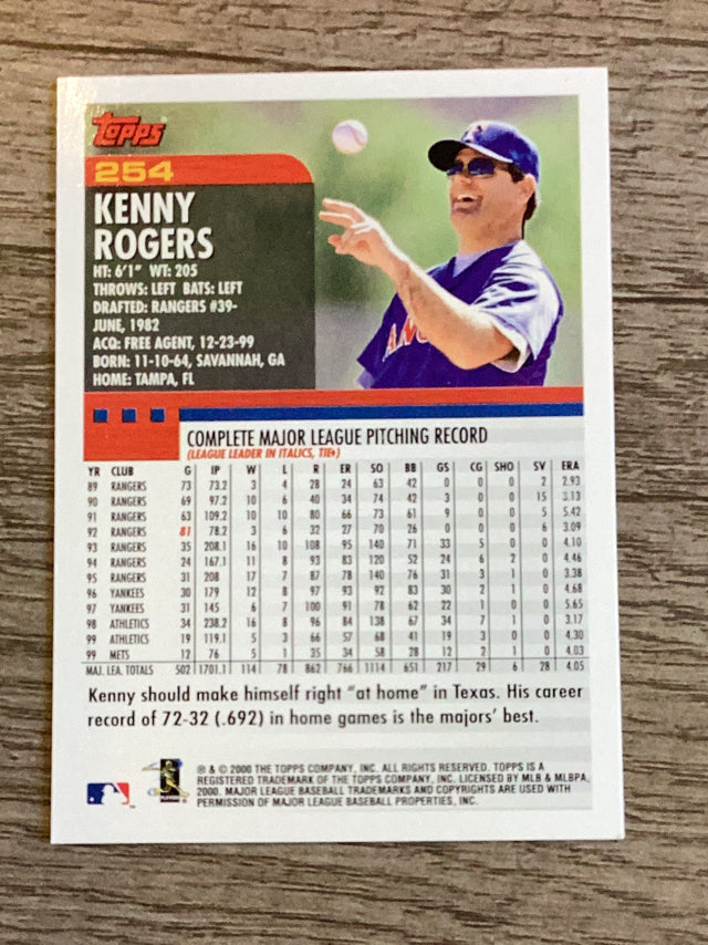 Kenny Rogers Texas Rangers MLB 2000 Topps 254 Topps