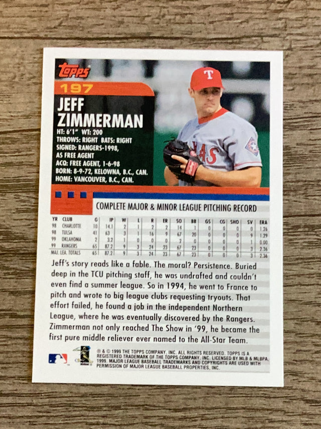 Jeff Zimmerman Texas Rangers MLB 2000 Topps 197 Topps