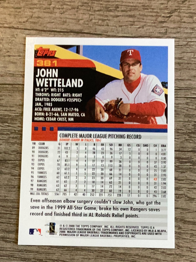 John Wetteland Texas Rangers MLB 2000 Topps 381 Topps