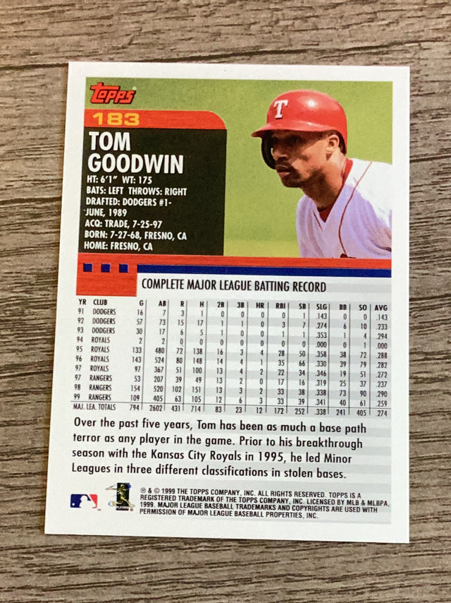 Tom Goodwin Texas Rangers MLB 2000 Topps 183 Topps