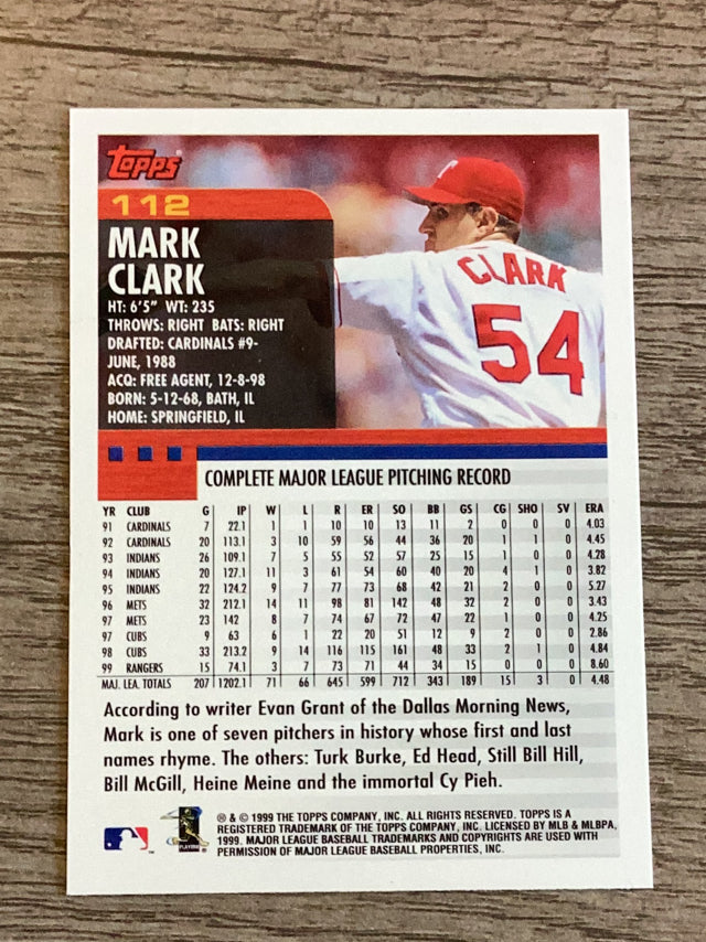 Mark Clark Texas Rangers MLB 2000 Topps 112 Topps