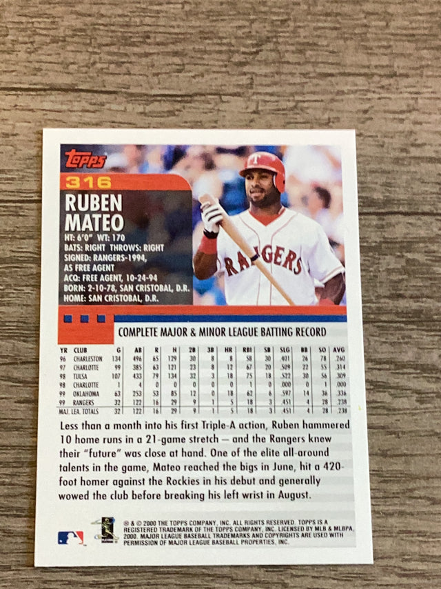 Ruben Mateo Texas Rangers MLB 2000 Topps 316 Topps