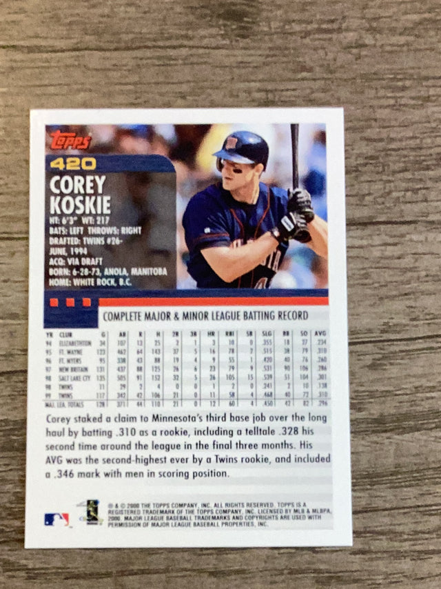 Corey Koskie Minnesota Twins MLB 2000 Topps 420 ASR Topps