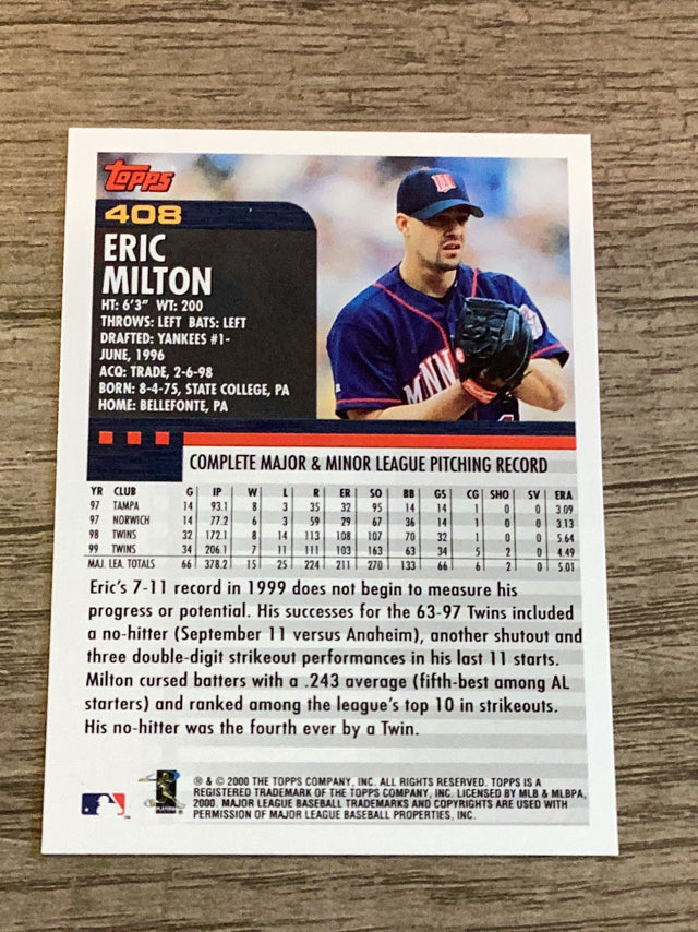 Eric Milton Minnesota Twins MLB 2000 Topps 408 Topps