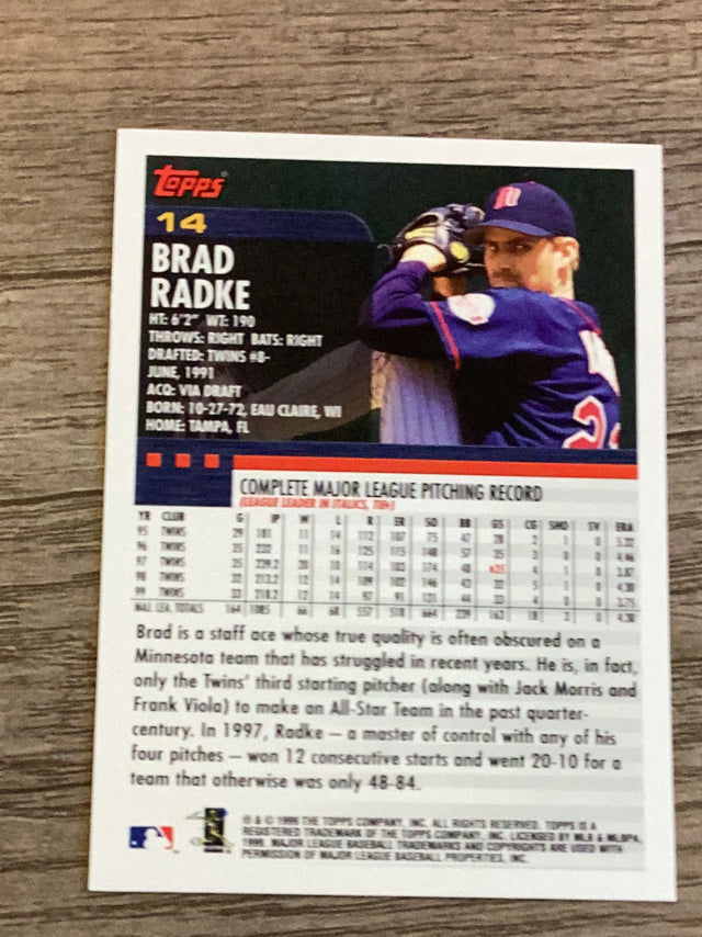 Brad Radke Minnesota Twins MLB 2000 Topps 14 Topps