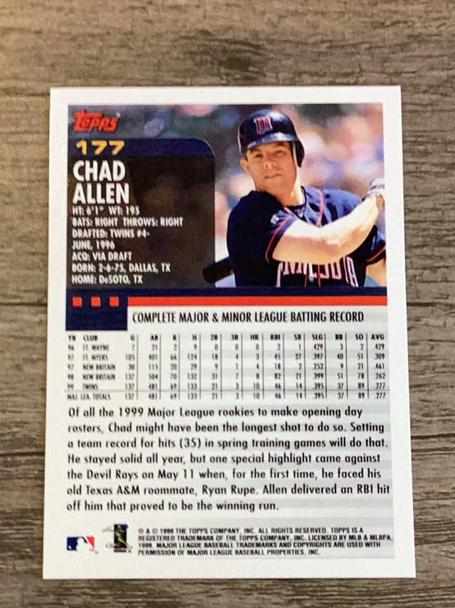 Chad Allen Minnesota Twins MLB 2000 Topps 177 Topps