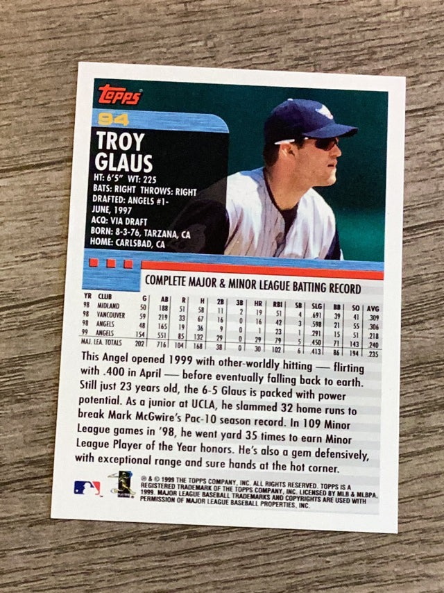 Troy Glaus Anaheim Angels MLB 2000 Topps 94 Topps