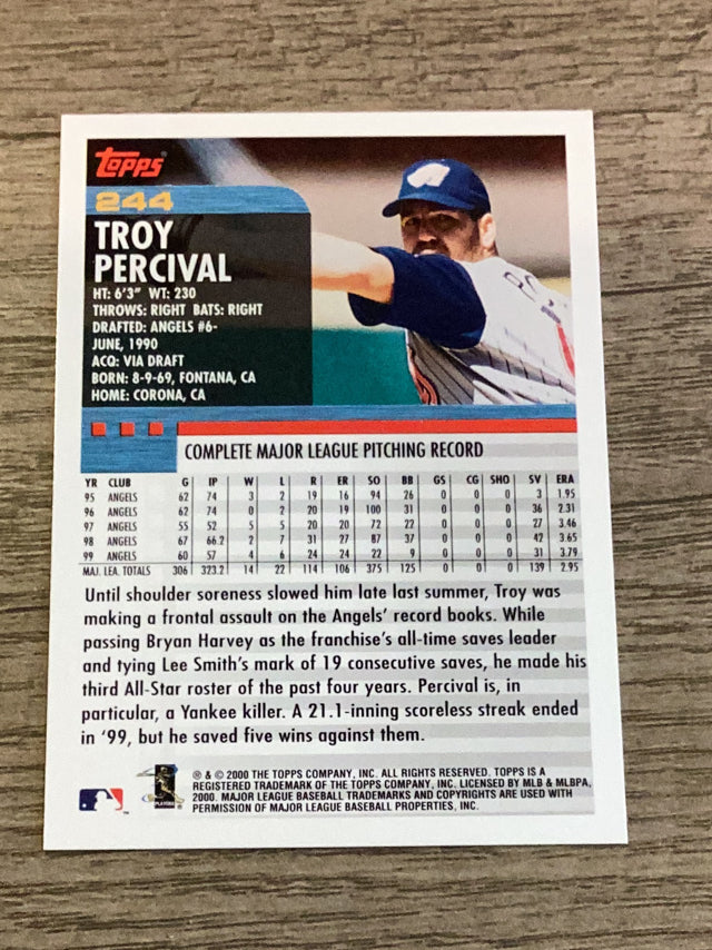 Troy Percival Anaheim Angels MLB 2000 Topps 244 Topps