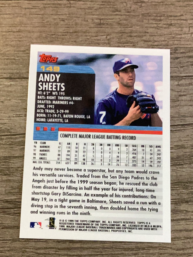 Andy Sheets Anaheim Angels MLB 2000 Topps 149 Topps