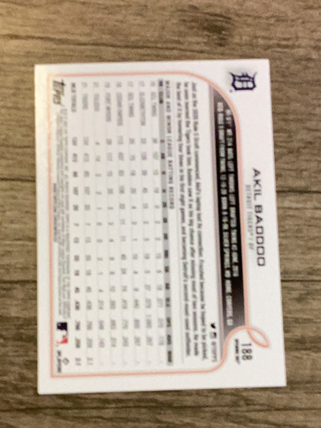 Akil Baddoo Detroit Tigers MLB 2022 Topps Opening Day 188 Topps