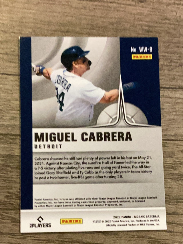 Miguel Cabrera Detroit Tigers MLB 2022 Panini Mosaic: Will to Win WW-8 Panini