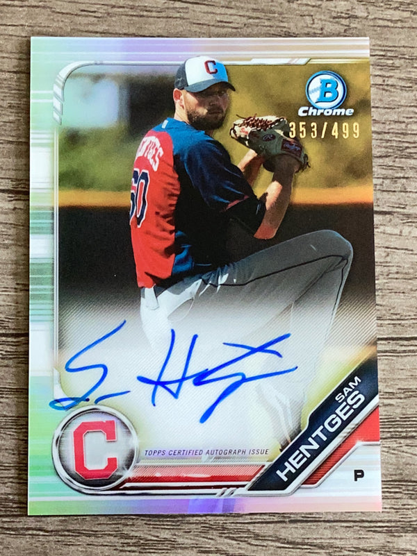 Sam Hentges Cleveland Indians MLB 2019 Bowman Chrome - Prospects Autographs CPA-SHE AU