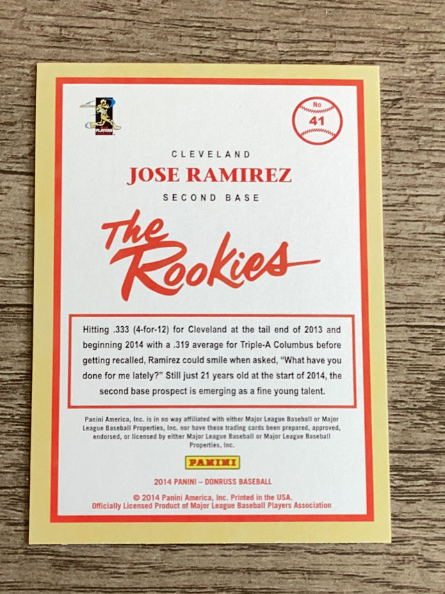 Jose Ramirez Cleveland Indians MLB 2014 Donruss - The Rookies 41 Donruss