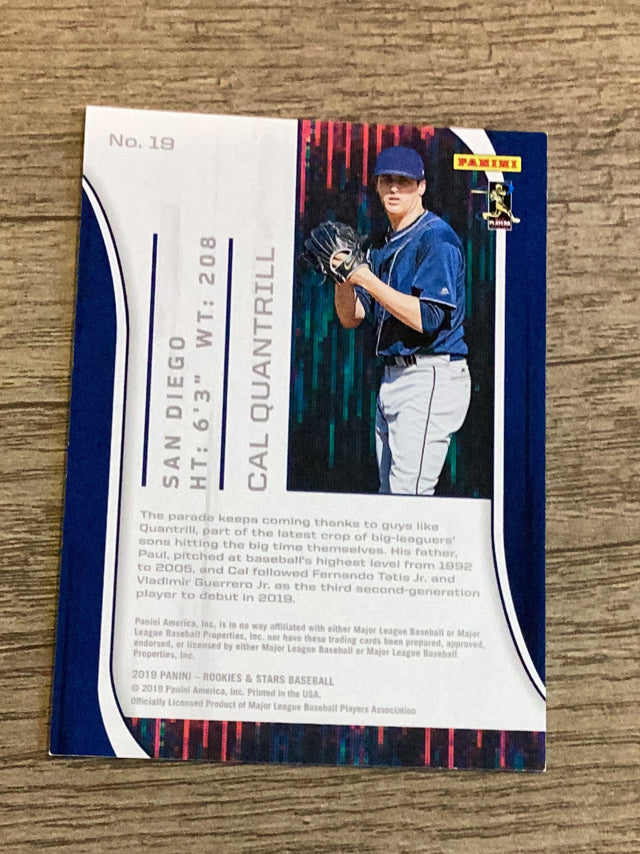 Cal Quantrill San Diego Padres MLB 2019 Panini Chronicles - Rookies & Stars Blue 19 SN99 Panini