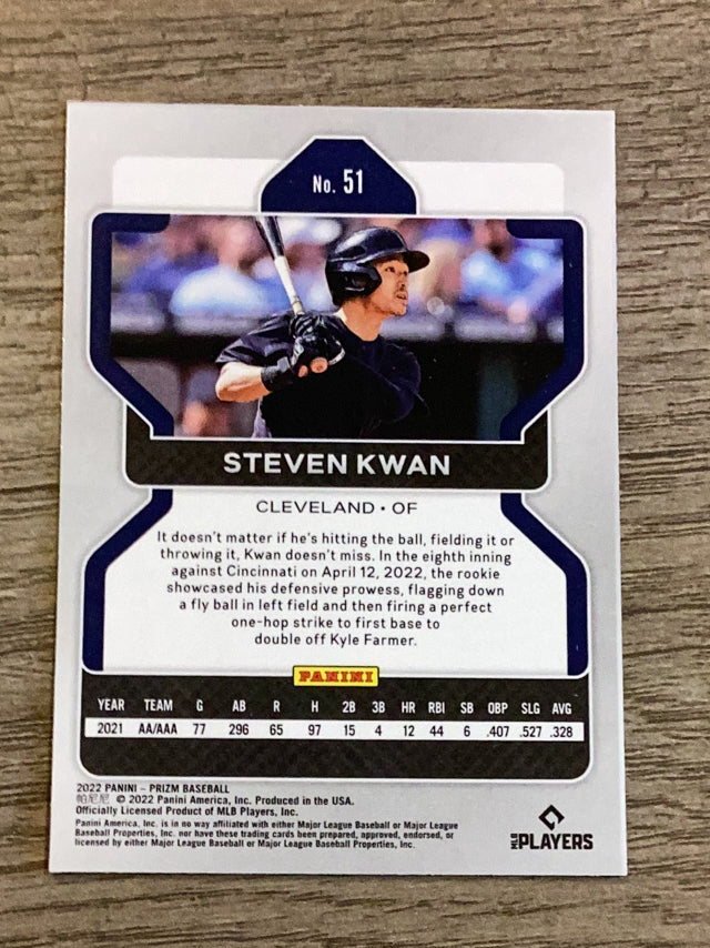 Steven Kwan Cleveland Guardians MLB 2022 Panini Prizm 51 RC Panini