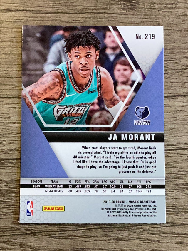Ja Morant Memphis Grizzlies NBA 2019-20 Panini Mosaic 219 RC Panini