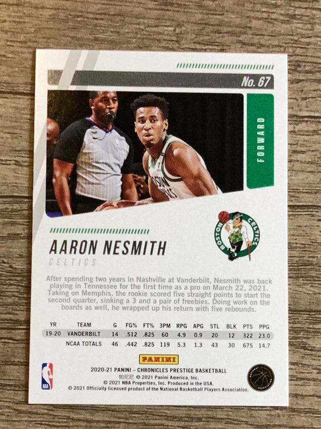 Aaron Nesmith RC
Prestige Boston Celtics NBA 2020-21 Panini Chronicles 67 RC, Prestige Panini