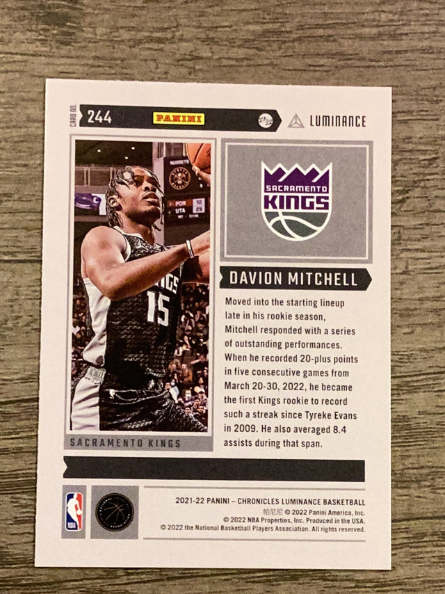 Davion Mitchell Sacramento Kings NBA 2021-22 Panini Chronicles 244 Panini