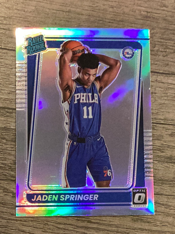 Jaden Springer Philadelphia 76ers NBA 2021-22 Donruss Optic: Rated Rookies Signatures Holo 197 AU