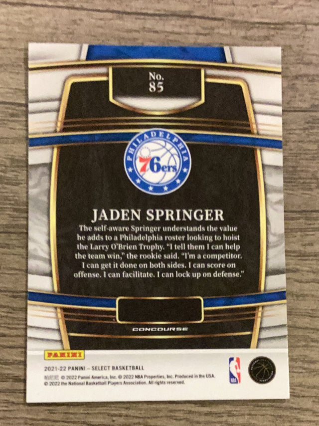 Jaden Springer Philadelphia 76ers NBA 2021-22 Panini Select 85 RC Panini