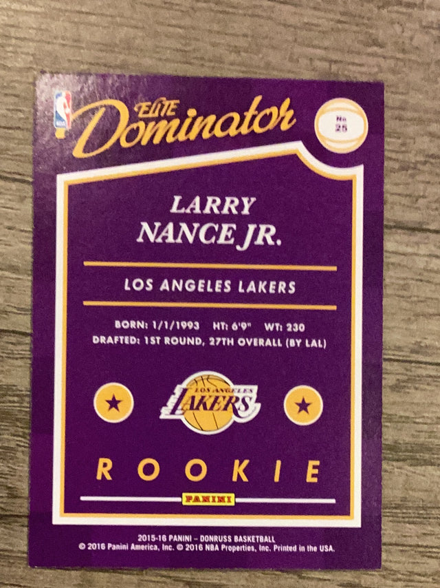 Larry Nance Jr. Los Angeles Lakers NBA 2015-16 Donruss: Elite Dominator Rookies 25 SN999 Panini