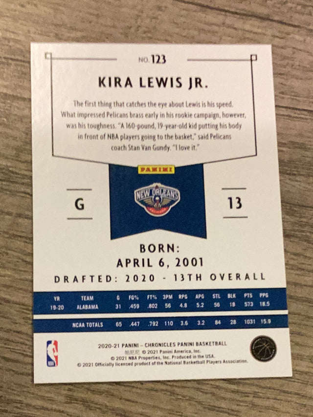 Kira Lewis Jr. New Orleans Pelicans NBA 2020 Panini Chronicles - Bronze 123 Panini