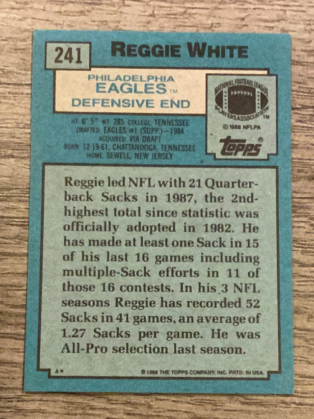 Reggie White Philadelphia Eagles NBA 1988 Topps 241 AP Topps